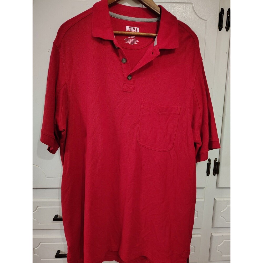 Duluth Trading Co Polo Shirt Mens Large Tall Red Short Sleeve Workwear Pocket